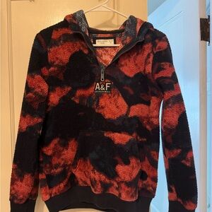 Abercrombie Kids Red and Black Fleece Half Zip hoodie